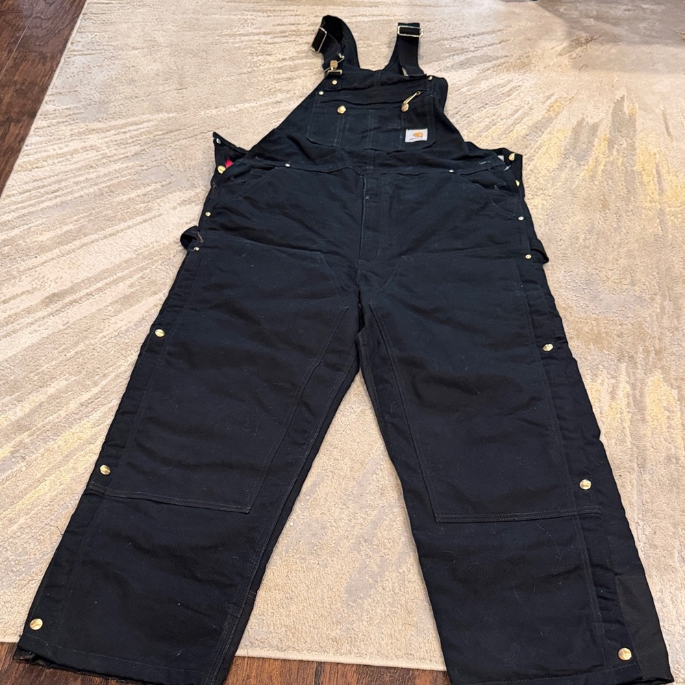 Vtg  R41 BLK Carhartt Double Knee Overalls Size 40x30 in EUC black